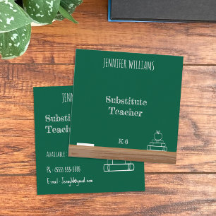 Green Chalkboard Educator Square Business Card