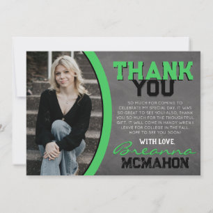 Green Chalkboard Graduation Thank You Card