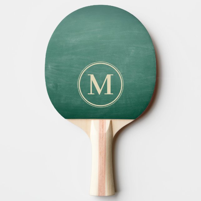 Green Chalkboard Monogram Ping Pong Paddle (Back)