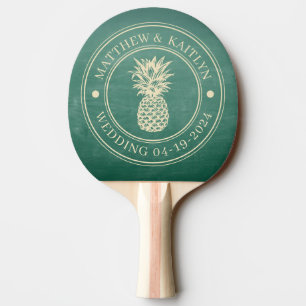 Green Chalkboard Pineapple Wedding Names Ping Pong Paddle