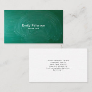 Green Chalkboard Private Tutor Business Card