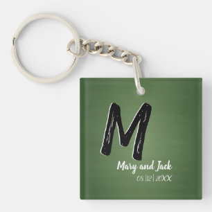 Green Chalkboard Rustic Old School Budget Value Key Ring
