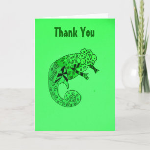 Green chameleon ink Thank You Card