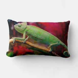 Green chameleon on the branch lumbar cushion