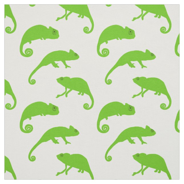 Green Chameleon Patterned Fun Reptile Fabric (Swatch)
