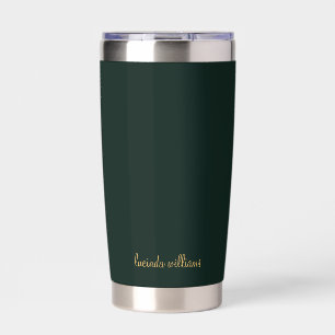 Green Charcoal  & Gold Script Monogram Insulated Tumbler
