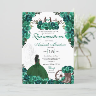 Green Charra Ranch & Horse Quinceañera Invitation