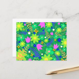 Green, Chartreuse, Pink, Parakeet   Holiday Postcard