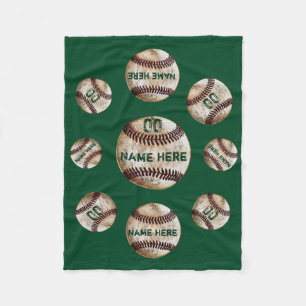 Green Cheap Baseball Blanket, Baseball Team Gifts Fleece Blanket