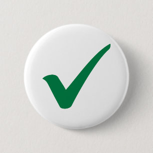 Green check mark 6 cm round badge