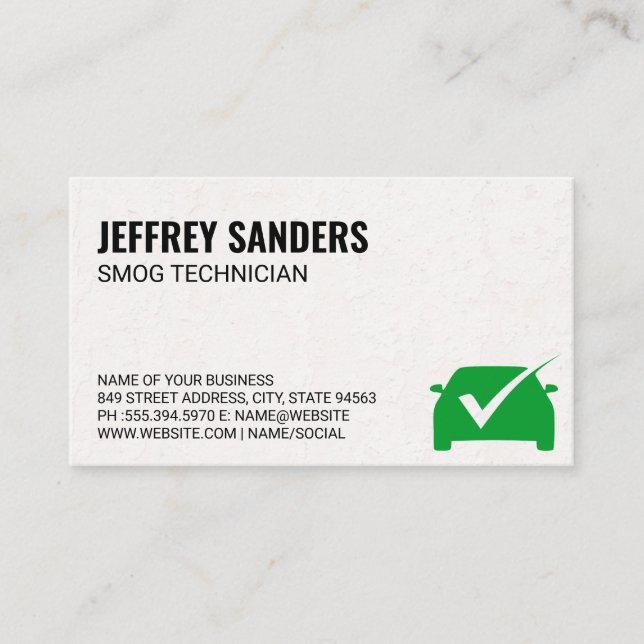 Green Check Mark | Auto Garage Business Card (Front)