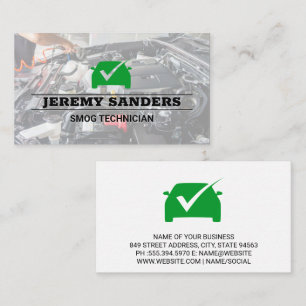 Green Check Mark Auto Services Engine Bay Business Card