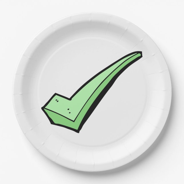 Green Check Mark Tick Symbol Paper Plate (Front)