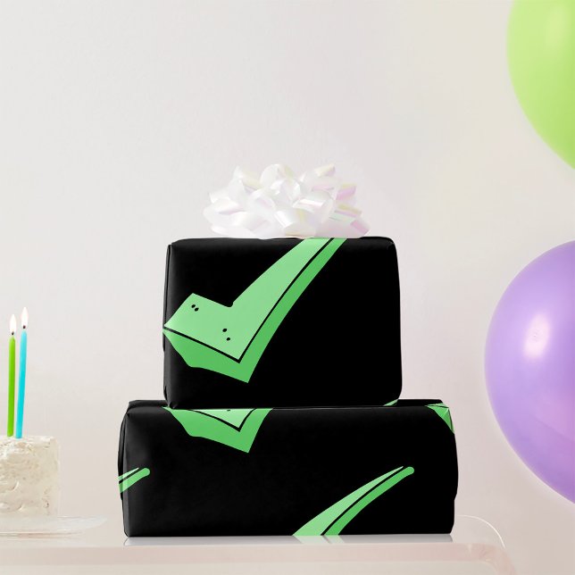 Green Check Mark Tick Symbol Wrapping Paper (Creator Uploaded)