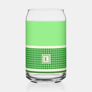 Green Check Monogram Can Glass