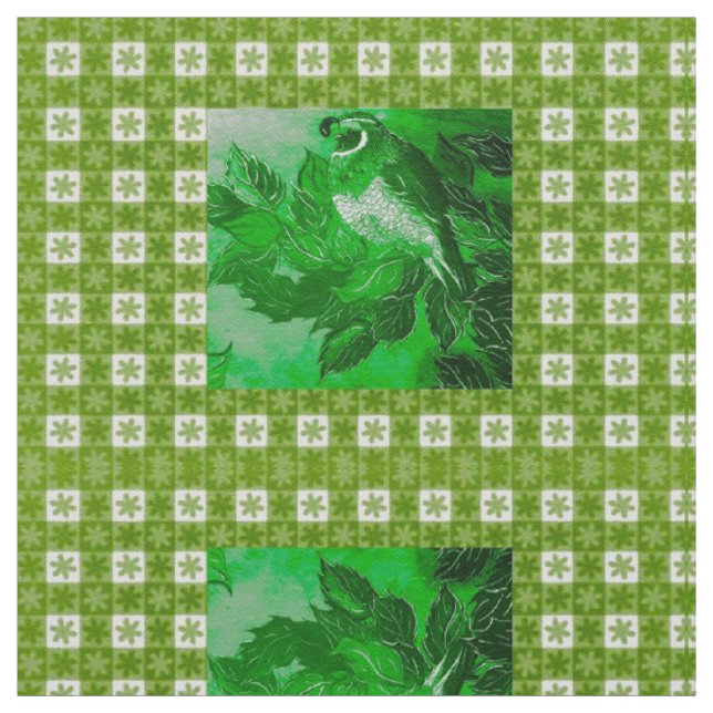 Green Check Quail Fabric (Swatch)