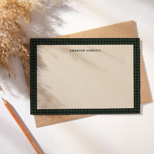 Green checked frame simple classic personalised card
