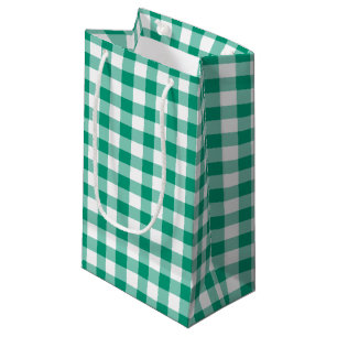Green Checked Gingham Plaid Pattern Small Gift Bag