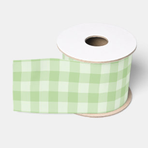 Green Checkerboard Pattern Grosgrain Ribbon