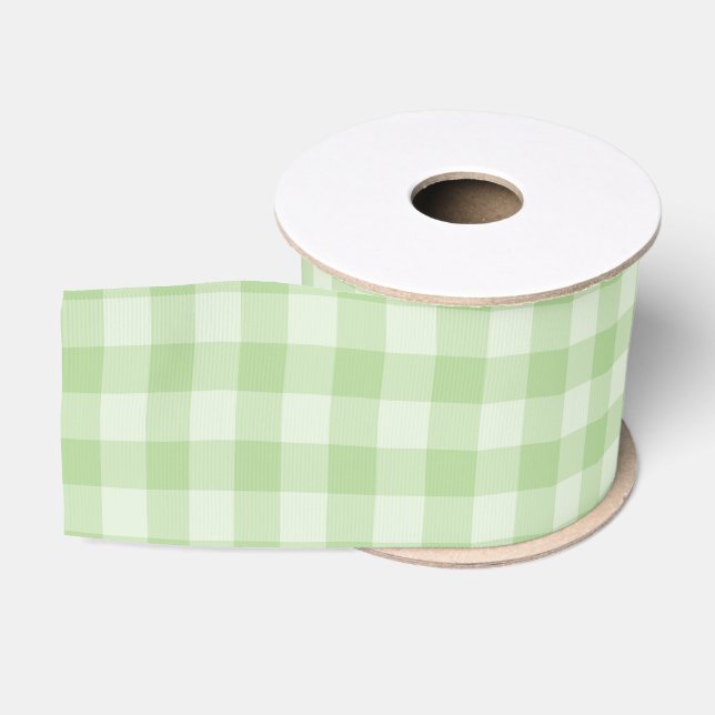 Green Checkerboard Pattern Grosgrain Ribbon (Spool)