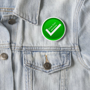 Green Checkmark Symbol 6 Cm Round Badge