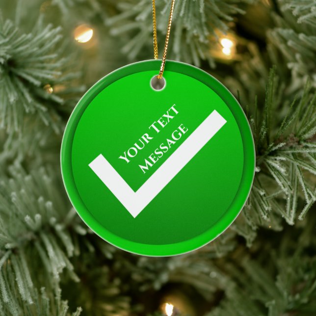 Green Checkmark Symbol Christmas Ceramic Tree Decoration (Tree)