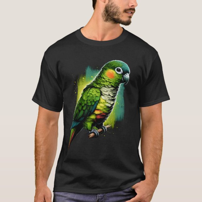 Green Cheek Conure Parrot Bird Lover Bird Watching T-Shirt (Front)