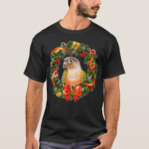 Green Cheek Conure Parrot Christmas Wreath  T-Shirt