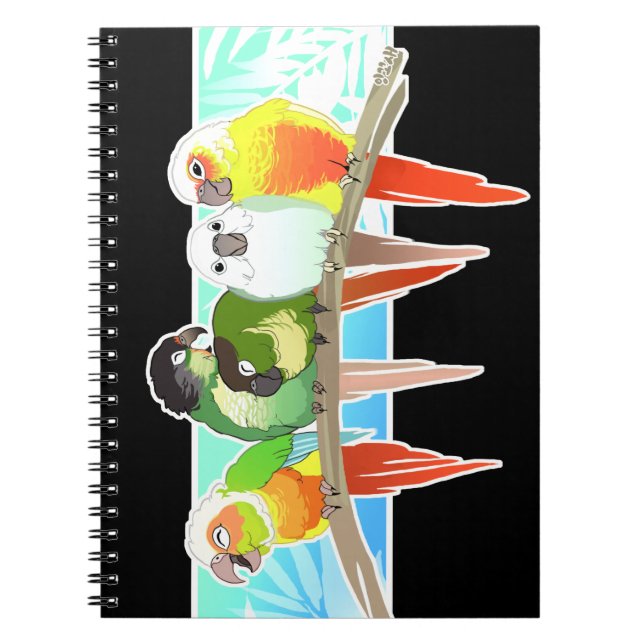 Green Cheek Conures Spiral Notebook (Front)