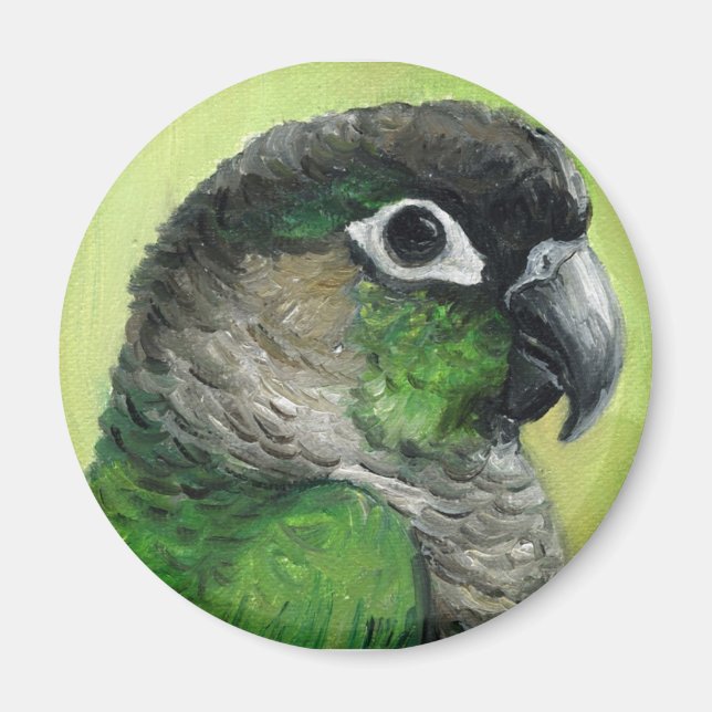 "Green Cheeked Conure" Bird Art Magnet (Front)