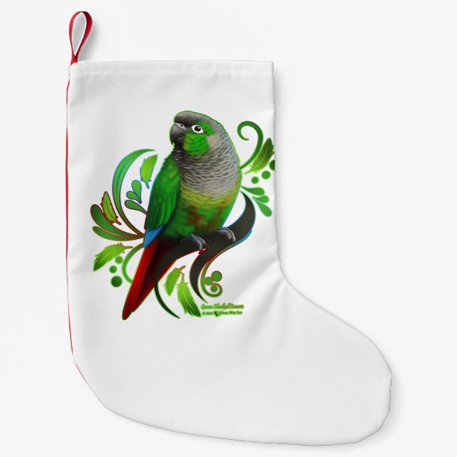 Green Cheeked Conure Small Christmas Stocking (Front)