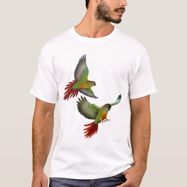 Green Cheeked Conures T-Shirt (Front)