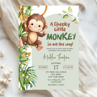 Green Cheeky Little Monkey on the way Baby Shower