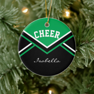 Green Cheer 2 for a Cheerleader 📣💖 Ceramic Tree Decoration