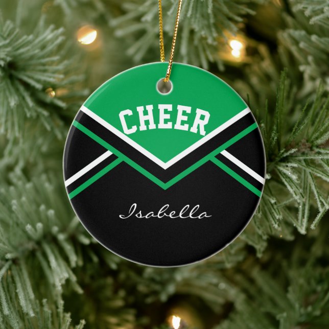 Green Cheer 2S for a Cheerleader 📣💖 Ceramic Tree Decoration (Tree)