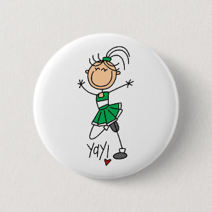 Green Cheerleader 6 Cm Round Badge