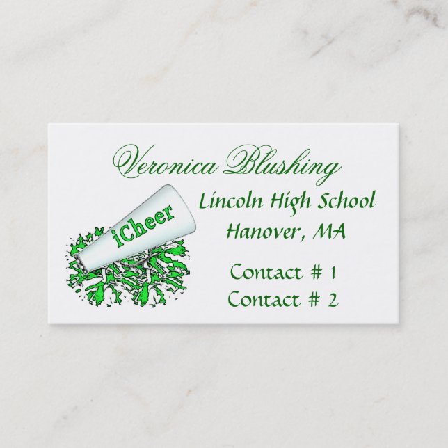 Green Cheerleader Business / Calling Card (Front)