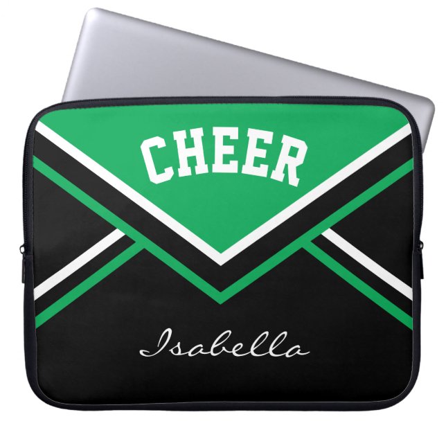 Green Cheerleader Cheer Laptop Sleeve (Front)