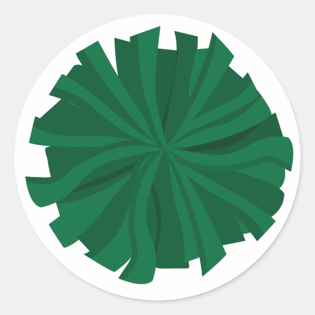 Green Cheerleader Pom Pom Classic Round Sticker (Front)