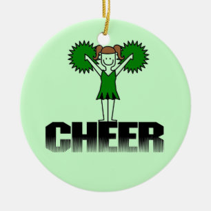 Green Cheerleading T-shirts and Gifts Ceramic Tree Decoration