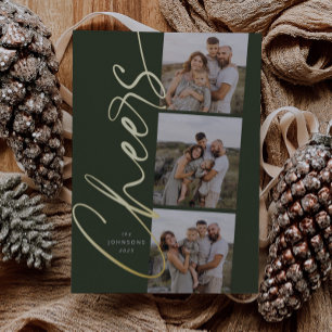 Green Cheers Modern Elegant Script Christmas
