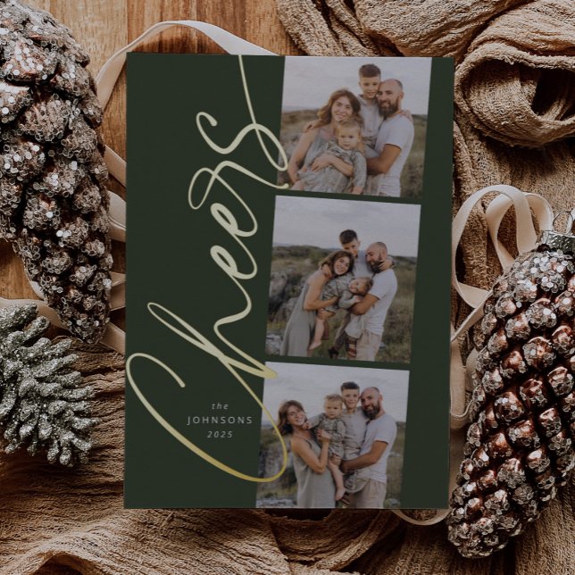 Green Cheers Modern Elegant Script Christmas (Creator Uploaded)