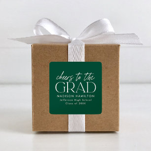 Green Cheers to the Grad Graduation Square Sticker