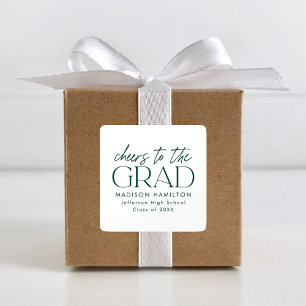 Green Cheers to the Grad Graduation Square Sticker