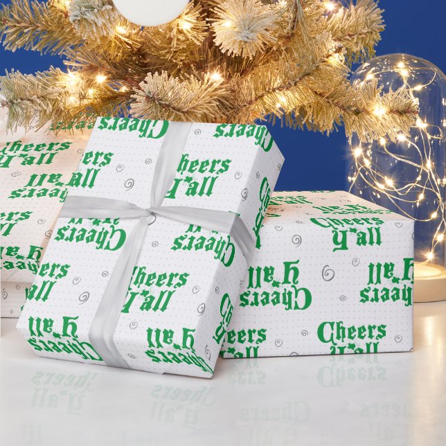 Green Cheers Y'all Wrapping Paper (Holidays)