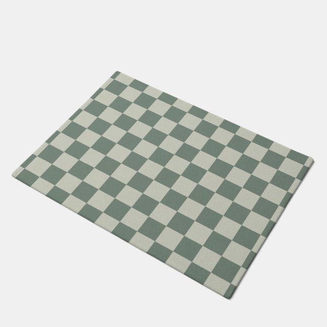 Green Chequerboard Doormat (Angled)