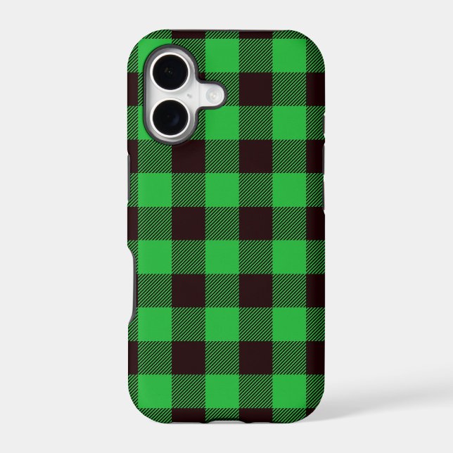 Green chequerboard Flannel iPhone case (Back)
