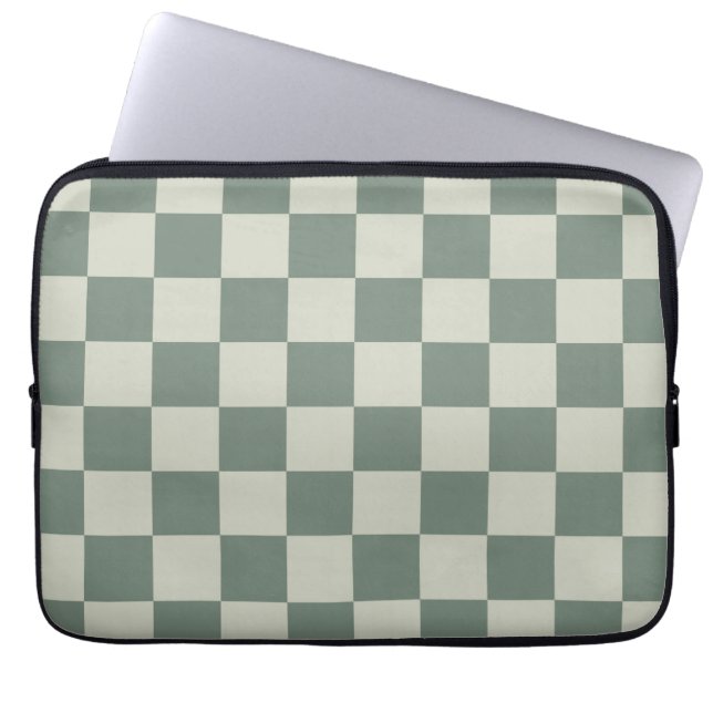 Green Chequerboard Laptop Sleeve (Front)