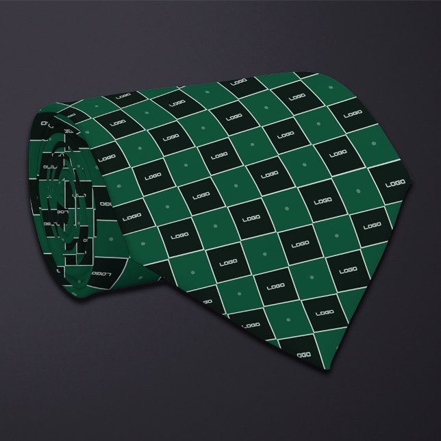 Green Chequerboard Logo Pattern Tie (Creator Uploaded)