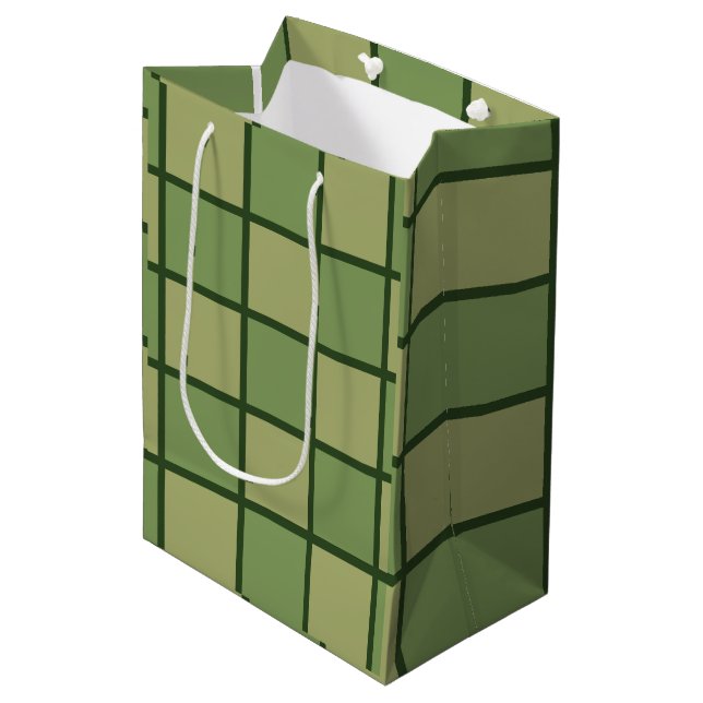 Green Chequerboard  Medium Gift Bag (Front Angled)